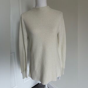 Ann Taylor Metallic Ivory Crewneck Sweater
